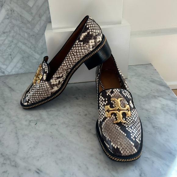 TORY BURCH Freya Mid-Heel Snake Skin Loafer SIZE 8 - Picture 4 of 12